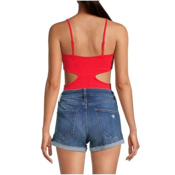 Arizona Jeans Women Bodysuits Asymmetric Bralette Ultimate Orange Sz Medium New - Picture 2 of 7